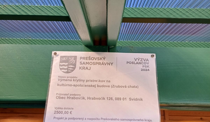 Aktuality / Medializácia projektu-Výmena krytiny prístreškov na kultúrno-spoločenskej budove(Zrubová chata) - foto